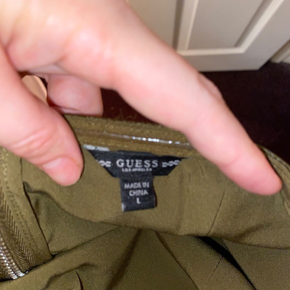 Olive Off Shoulder Flowy Crop Corset Top Army Sergeant Green Guess Large 12 - Picture 5 of 6